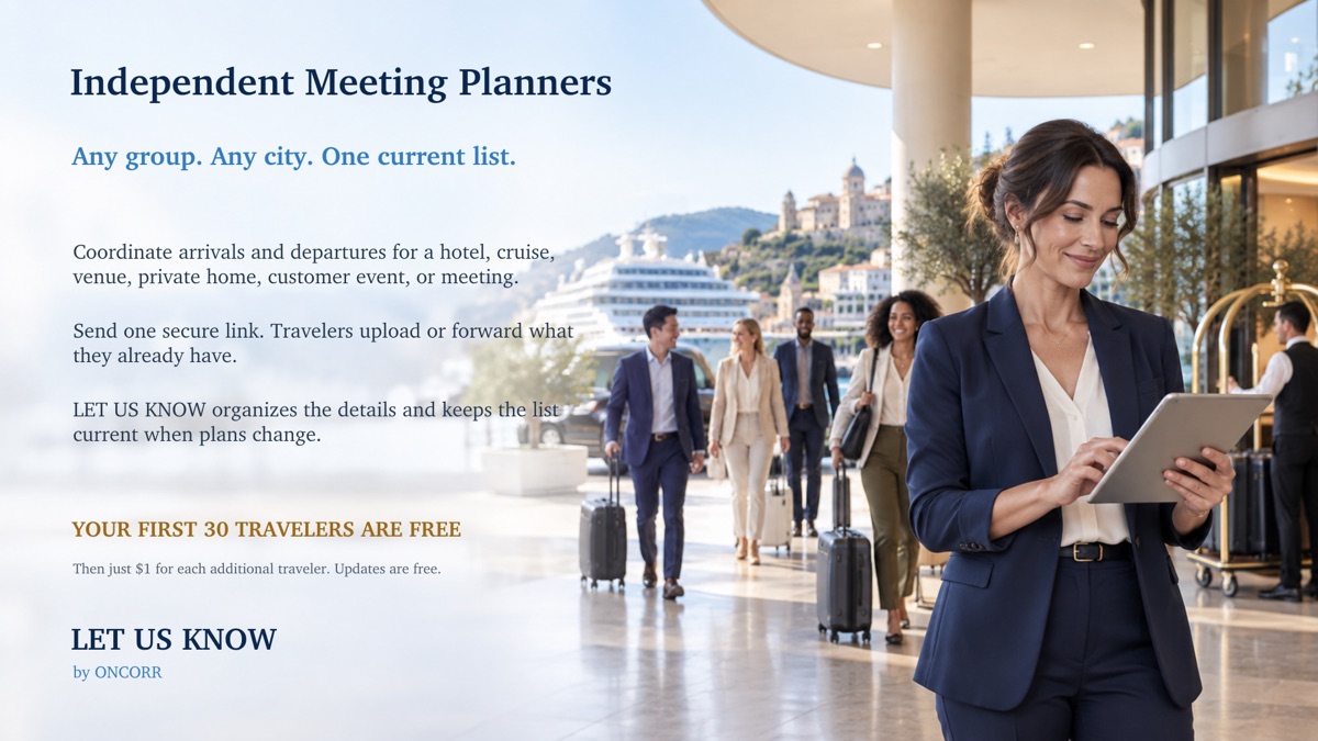 Independent Meeting Planner — LET US KNOW by ONCORR